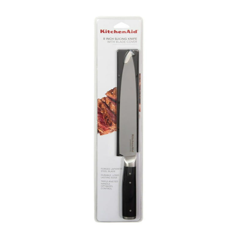 KitchenAid Gourmet 3-Piece Forged Tripe-Riveted Chef Knife Set with Blade Covers, Black