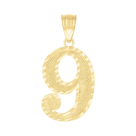 10Kt Yellow Gold Unisex Number 9 Charm Pendant