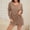Brown, variant on Sakmal Long Sleeve Pajama Set for Women Short and Top Soft Drawstring Black Sleepwear V Neck Solid Pjs Sets for Women