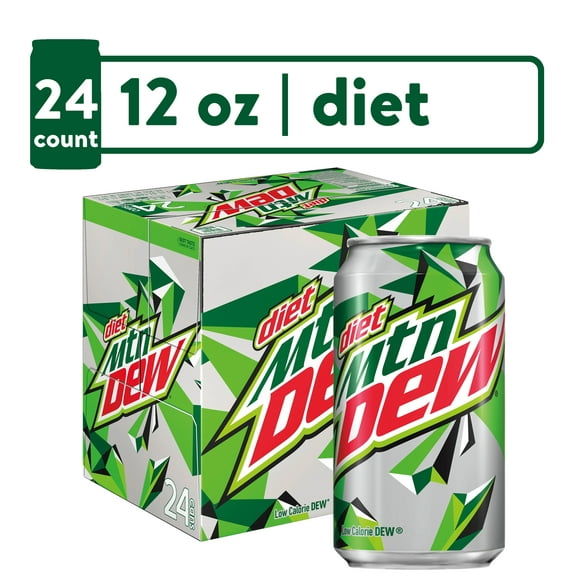 Diet Mountain Dew Citrus Soda Pop, 12 fl oz, 24 Pack Cans