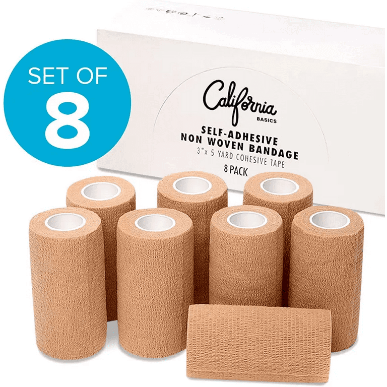 Self Adhering Bandage Wrap 3 Inch by 5 Yards Non Woven Self Adhesive  Bandage Wrap Brown Athletic Tape (8 Pack) 