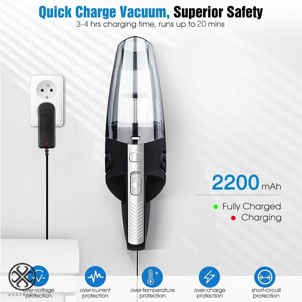 Luxtrada Car Handheld Vacuum Cleaner Hand Vacuum Cordless Pet Hair Vacuum Car Vacuum Cleaner Dust Busters for Home and Car Cleaning Car Dry Cleaning + Free Bag