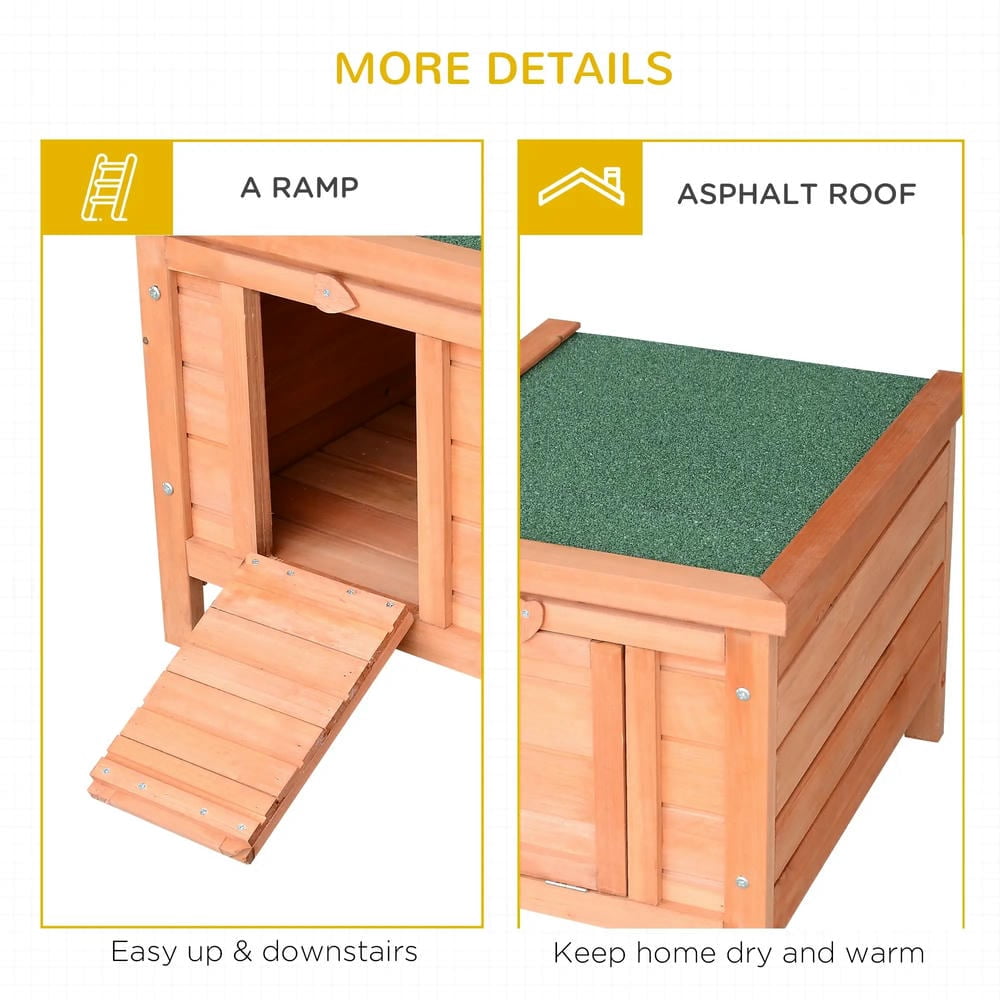 Spaco Small Wooden Rabbit Hutch Bunny Cage with Openable & Waterproof Roof, Pig Cage Duck House Dog House, Orange
