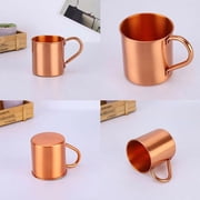 Pure Copper Mug 15Oz Copper Rolled Rim Mule Mugs Handmade Straight Smooth Copper Cup With Riveted Handle-Rose Gold