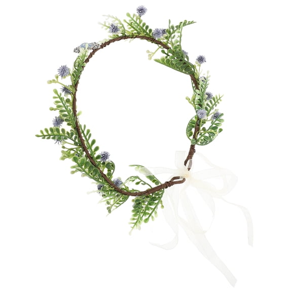 OFFIGAM Sky Blue Leaf Flower Crown Headband with Crystal Embellishments 1 Set for Cosplay and Costume