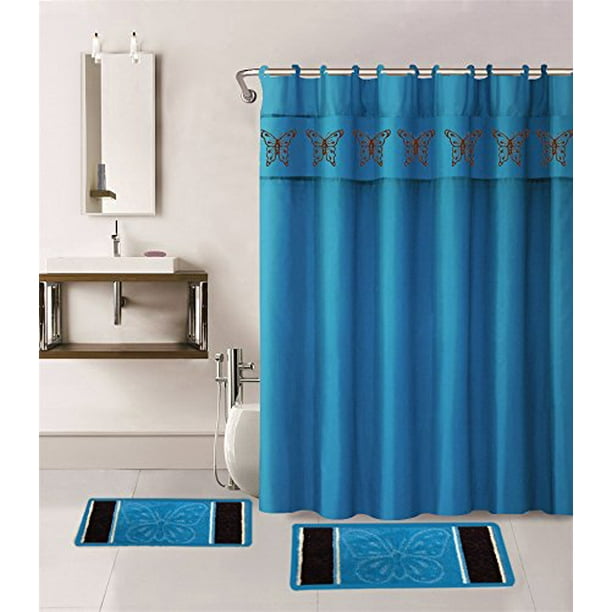 15 piece Hotel Bathroom Sets   2 Non Slip Bath Mats Rugs Fabric 