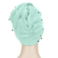 thumbnail image 3 of Mifelio Turban for Women Toe Solid Candy Hat Flower Space Cotton Color Muslim Beaded Cap, Cap Womens Cap Beadedbig Color Turban Head Wrap for Women Green One Size, 3 of 6