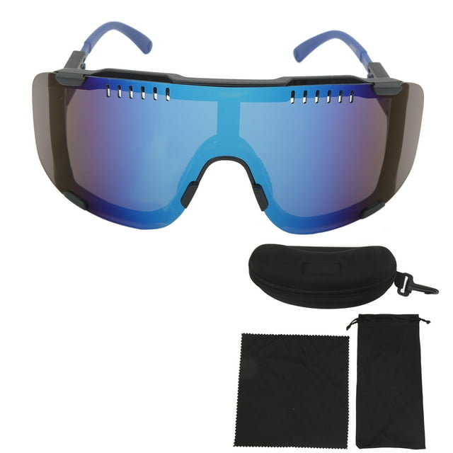 Gafas de ciclismo resistentes a los rayos UV a prueba de viento TR montura gafas de sol de motocicleta para deportes al aire libre negro y azul