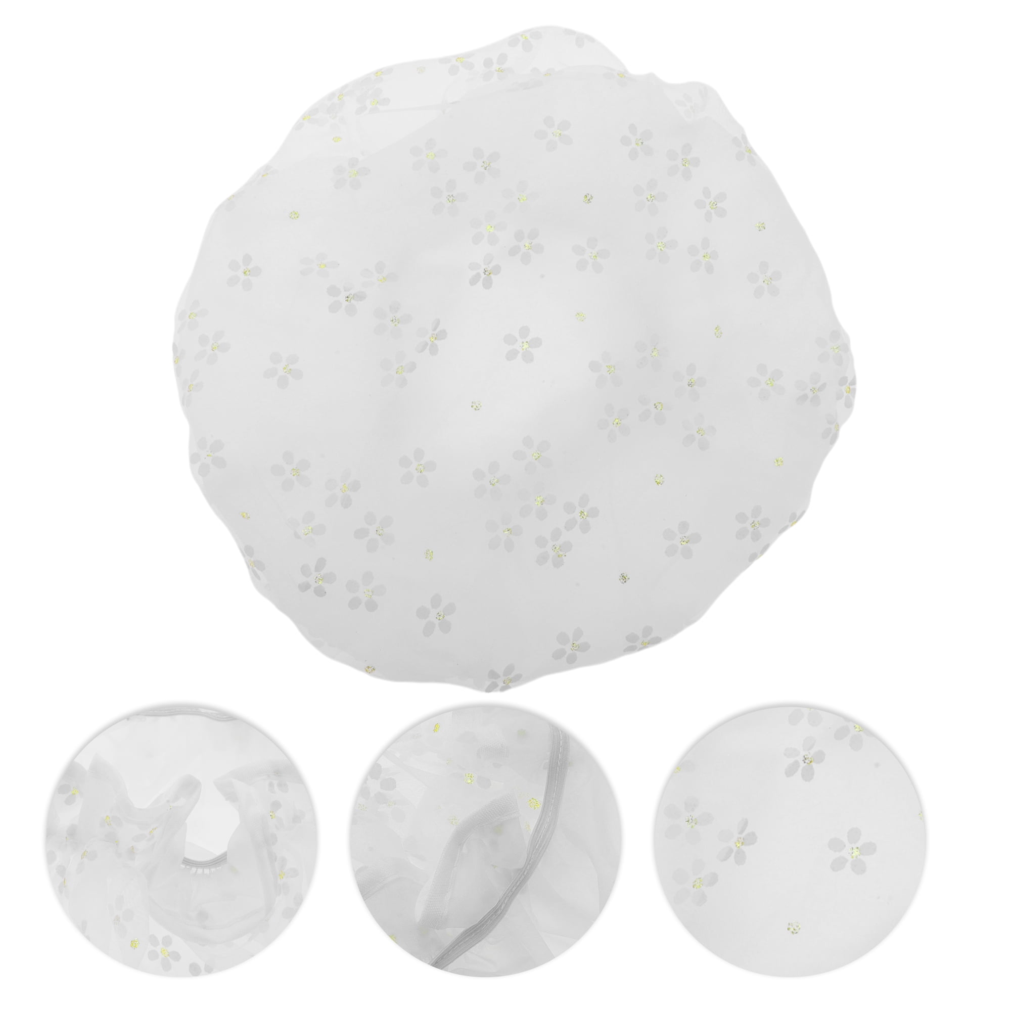 Unique Bargains Women's Durable Double Layer Bath Cap in White Color 1 Pc