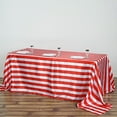thumbnail image 2 of BalsaCircle 90" x 132" Red White Stripes Satin Rectangle Tablecloth Event Dining Table Linen, 2 of 4
