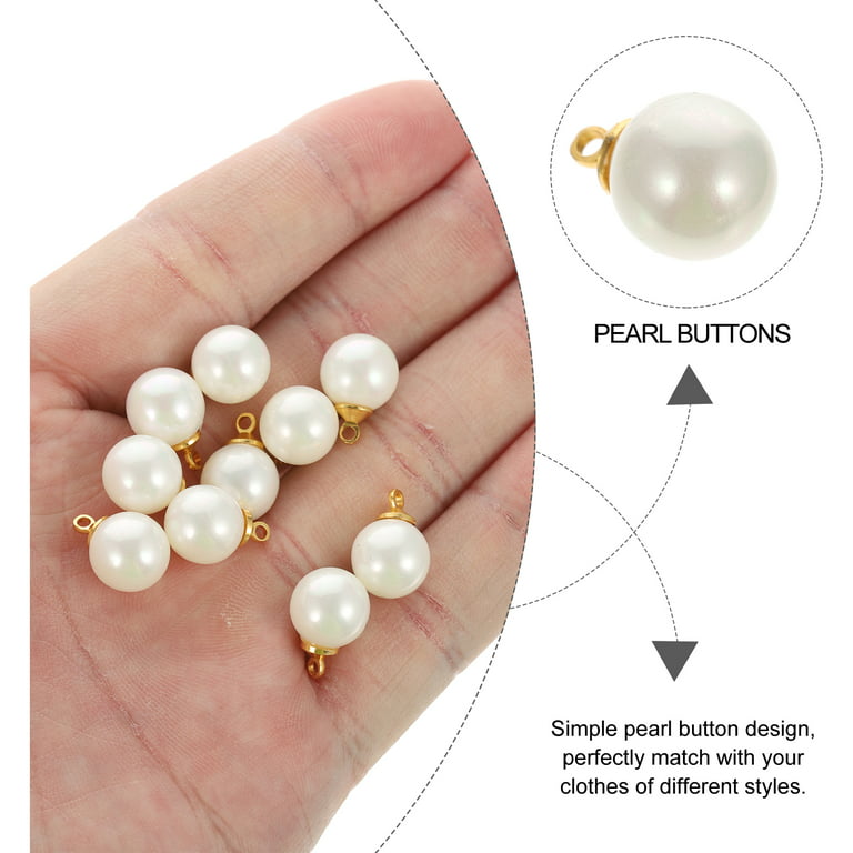 HEMOTON 10Pcs Pearl Buttons Round Pearl Buttons Decorative Button Clothing  Embellishment