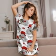 thumbnail image 3 of Balery Rabbit And Hedgehog Camisón de manga corta con cuello redondo para mujer, cómodo y elegante., 3 of 6