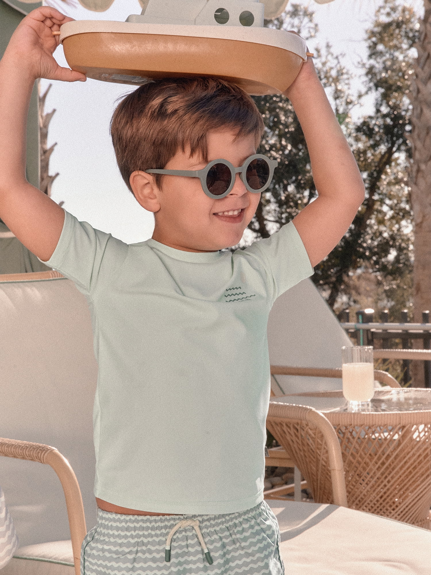 Modern Moments by Gerber Baby and Toddler Boy Short- Sleeve Rash Guard and Trunk Set, 2-Piece, Sizes 0/3M-5T