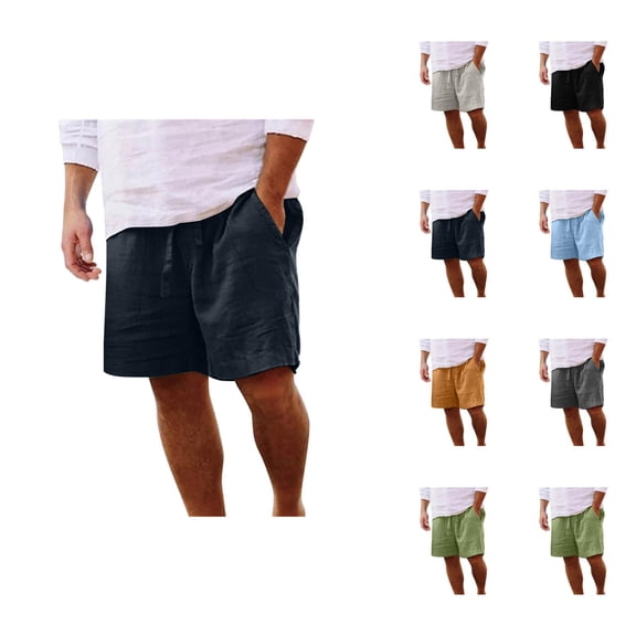 Mens Shorts with Pockets, Cotton Drawstring Casual Style Shorts for Men, Lightweight 7 Inch Inseam Summer Shorts, Ideal for Gym, Home, or Outdoor Travel Use S-5XL, Black