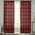 thumbnail image 2 of Rustic Checkered Sheer Curtains 84 Inches Long 2 Panels Set, Window Sheer Curtains for Living Room/Bedroom, Black Red Buffalo Plaid Light Filtering Rod Pocket Curtain 52'' x 84'' x 2, 2 of 7
