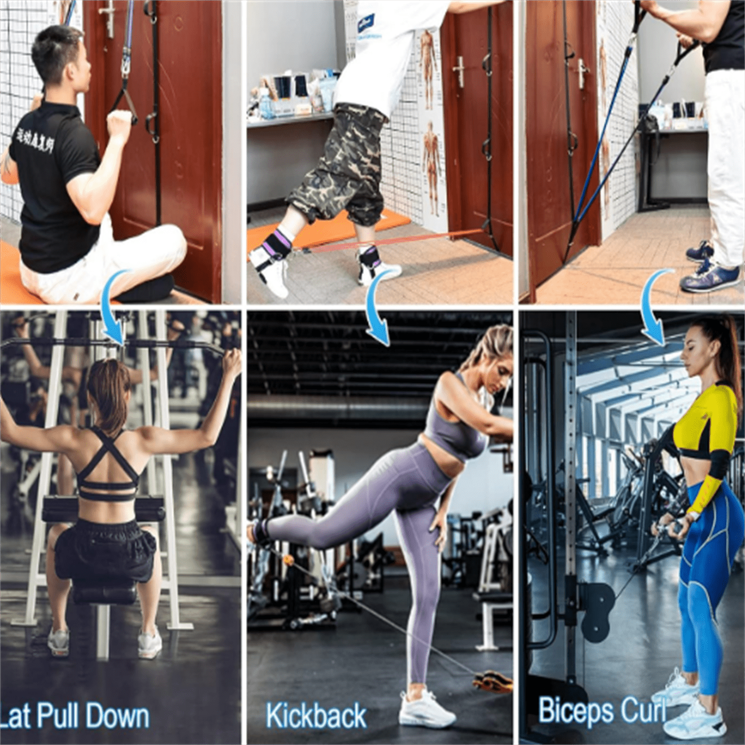 Door Anchor Strap for Resistance Bands Exercises, Multi Point Anchor Gym Attachment for Home Fitness, Portable Door Band Resistance Workout Equipment, Easy to Install, Punch-Free, Nail-Free