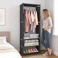 thumbnail image 4 of Black Coat Rack Shoe Cabinet Freestanding Entryway Organizer Multifunctional Clothes Hanger With Storage Shelf For Coats Hats 22X7 Inch, 4 of 6