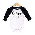 thumbnail image 2 of Body d'Annonce de Bébé, Balle Courbe, Révélation de Grossesse de Baseball, Raglan 0-3M, Noir, 2 of 2