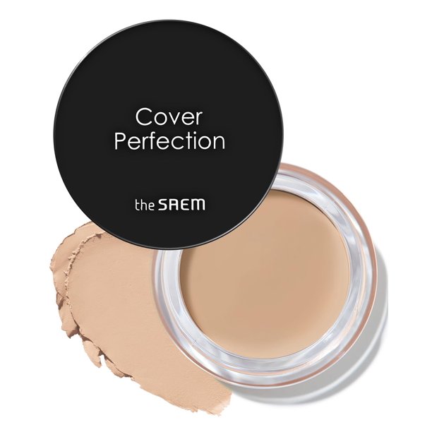 THESAEM Cover Perfection Pot Concealer #01 Clear Beige - Bálsamo de alta adherencia y oculta imperfecciones y manchas de acné Acabado mate Control de sebo para pieles grasas y mixtas