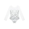 thumbnail image 4 of ZDHoor Kids Girls Long Sleeve Metallic Ballerina Leotard Sparkly Rhinestone Tulle Ballet Gymnastics Leotard Silver 6, 4 of 7