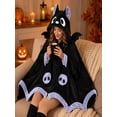 thumbnail image 4 of Halloween Bat Blanket Hooded Cape Costume, Cute Bat Blanket Hoodie, Soft Hooded Bat Cape for Women, Wearable Bat Blanket Adult for Halloween Cosplay Party Night, 4 of 14