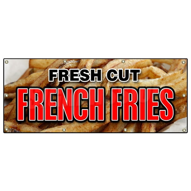 FRESH CUT FRENCH FRIES BANNER SIGN frys crispy hot potato FF made chips