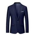 thumbnail image 2 of BiZtdJrK Big and Tall Solid Blazers for Men One Button Notched Lapel Long Sleeve Wedding Party Dress Jackets Regular Fit Sport Coats Dark Blue XXXXXXL, 2 of 8