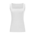 thumbnail image 3 of Ohufall Ribbed Tank Tops for Women Fashion Solid Color Casual Sleeveless Square Neck Blouses Summer Slim Fit Breathable Sleeveless Straps Undershirts, 3 of 4