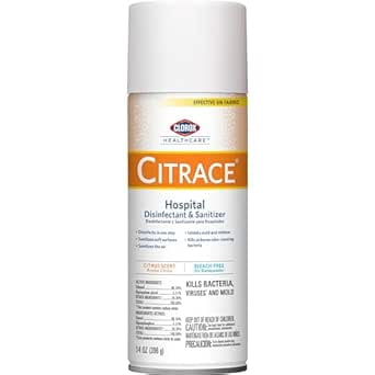 Clorox Healthcare Citrace Hospital Disinfectant and Sanitizer Aerosol Spray, Citrus Scent, Bleach Free, 14 Fluid (Package May Vary)