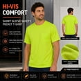 thumbnail image 3 of Gildan High Visibility Pocket T-Shirt for Men Hi Vis Reflective Workwear Short-Sleeved Safety Shirt (Safety Green Pack 2, M), 3 of 9