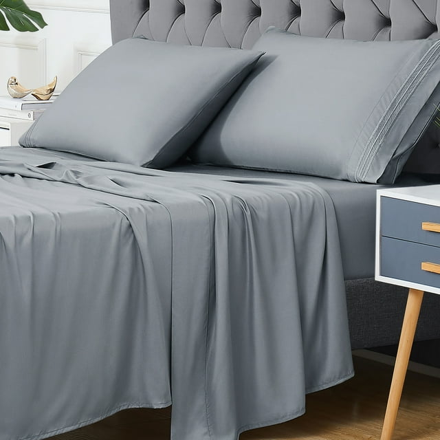 3 PCS Bedding Sheets and Pillowcase Set Rayon Derived from Bamboo, Cool Sheets for Hot Sleepers