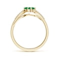 thumbnail image 2 of ANGARA Natural Classic Two Stone Emerald Bypass Split Shank Ring in 14K Yellow Gold for Women (Size-3.7mm) | May Birthstone, Birthday, Anniversary, Jewelry Gift for Women | Natural Emerald Ring, 2 of 7
