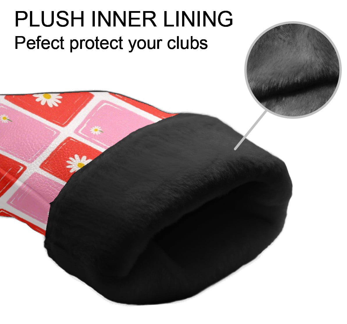 Golf Club Headcovers High Quality Waterproof Leather Golf Head Cover Set Men Women Driver Head Cover Exclusive Gift for Golf Lovers Pink Grid Flowers