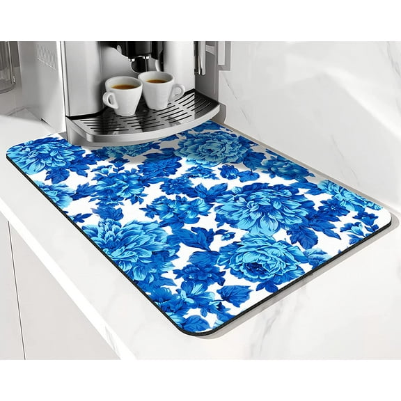 Coffee Bar Mat Accessories for Countertop Pioneer Flower Absorbent Hide Stain Rubber Backed Dish Drying Mats for Kitchen Counter Draining Pad Decor Gift Fit Under Coffee Maker (20x12in)