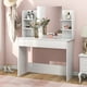 thumbnail image 1 of FlkwoH【NUEVO】Tocador grande con espejo, cajón, 4 estantes de almacenamiento, tocador con tocador de madera, blanco, regalo para mujeres y niñas (silla no incluida), 1 of 5