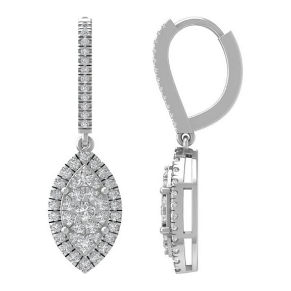 ARAIYA 14K White Gold Round Diamond Dangle Earrings (1 cttw, I2-I3 Clarity, I-J Color)