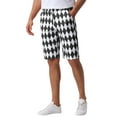 thumbnail image 5 of INSPIRE CHIC Argyle Pattern Shorts for Men's Regular Fit Flat Front Contrasting Colors Shorts 34 Black, 5 of 5