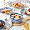 thumbnail image 4 of Plates and Bowls Set for 4, 12 Pieces Dinnerware Sets, Mircowave and Dishwasher  Dishes Set, Porcelain Blue Dinnerware, 4 of 6