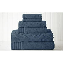 Modern Threads Medallion Jacquard 6-Piece Cotton Adult Bath Towel Set, Denim