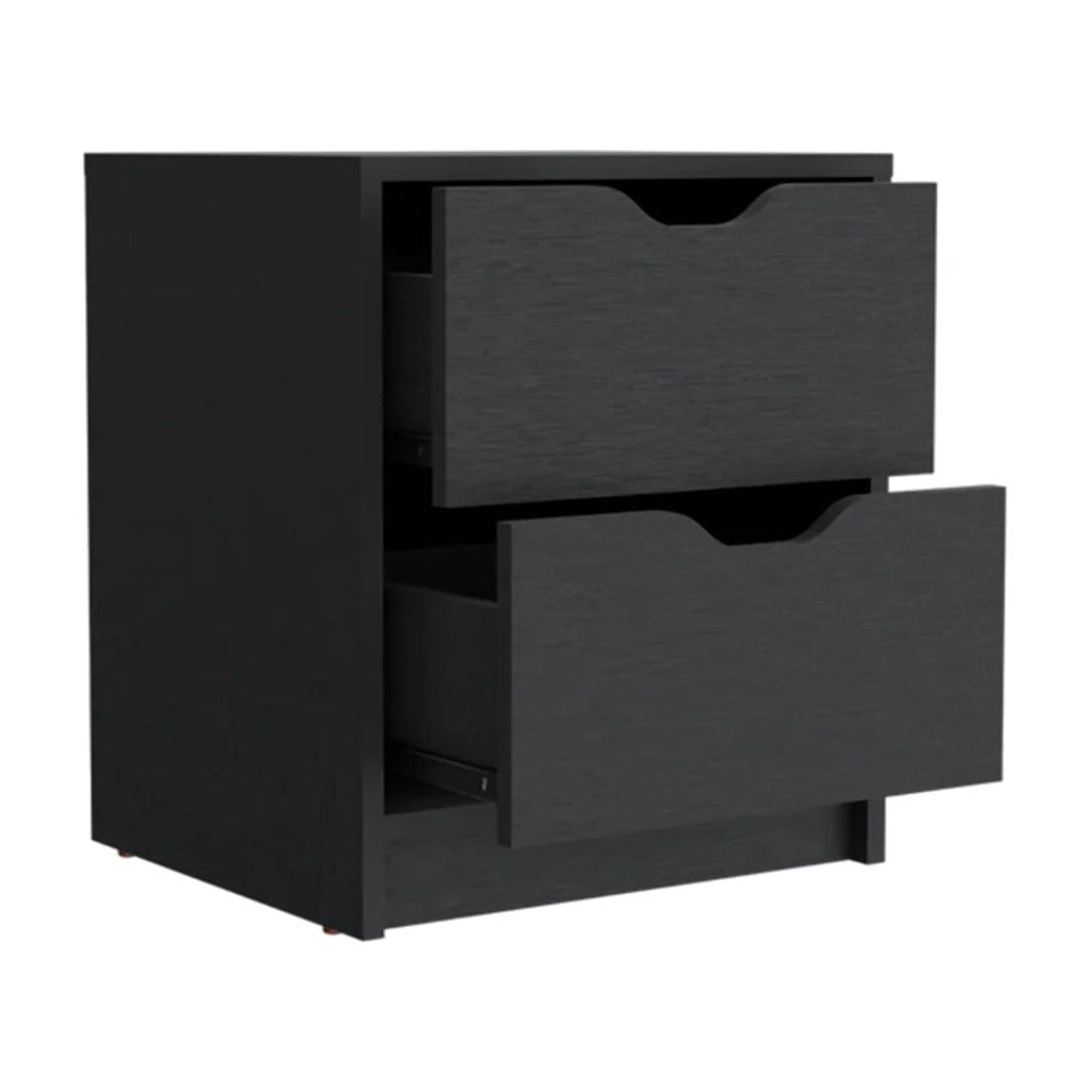 HomeRoots 19 in. Two Drawer Faux Wood Nightstand, Black