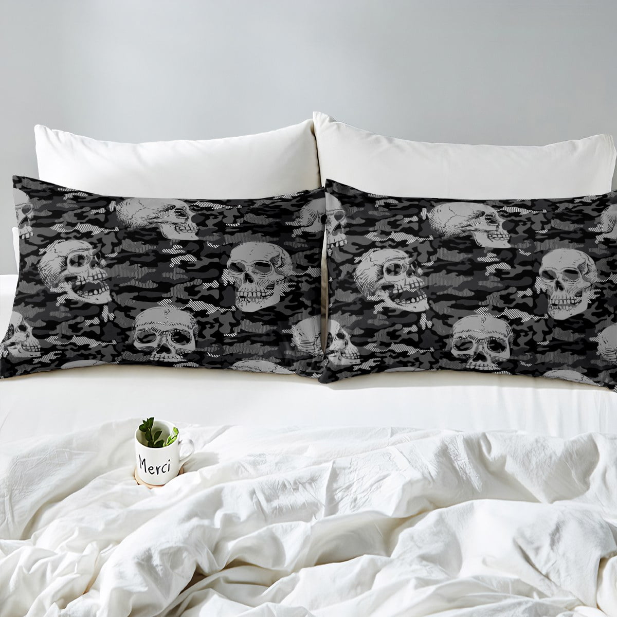 Grunge Black and Grey Skull Bedding Collection – Ink and Rags