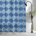 thumbnail image 2 of Moroccan Art Shower Curtain, Navy Blue Traditional Geometric Vintage Ethnic Texture Waterproof Shower Curtain Set with 12 Hooks Lightweight Bath Curtains Fabric Bathroom Decor 36x72 Inches, 2 of 9