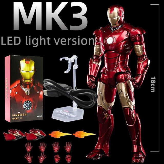 ZD edición conmemorativa figura de acción Iron Man War Machine MK43 marca empapado ACIONES final fortalecimiento regalos juguetes originales 18cmLED MK 3 zhangmengya unisex