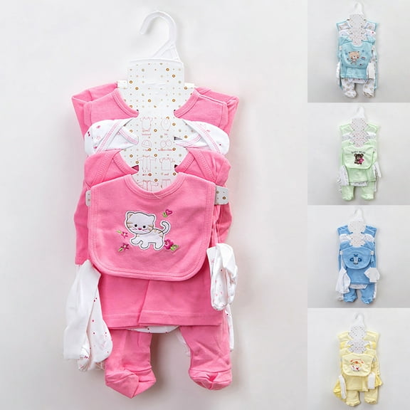 Ketyyh-chn99 Baby Boy Clothes 0-3 Months Preemie Baby Girl Boy Clothes Layette Gift Set Set 2 Jumpsuits 2 Tops 2 Pants Bib Hat Foot Covers 8PCS Size for 0-3 Months,Yellow