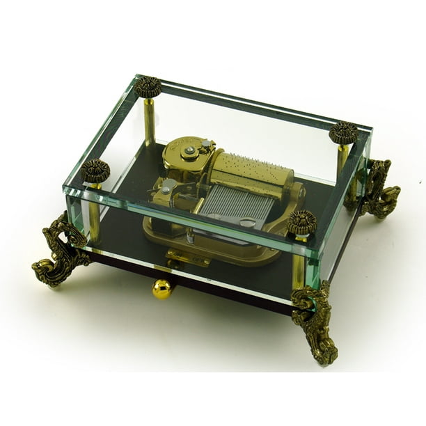 Alluring 30 Note Crystal Glass Music Box w. Detailed Feet, Limited Sale