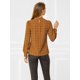thumbnail image 5 of AllegK Camide cuadros de cuadrícucon cuello de pajaripamujer Blusas de trabajo de oficimarrón L, 5 of 6