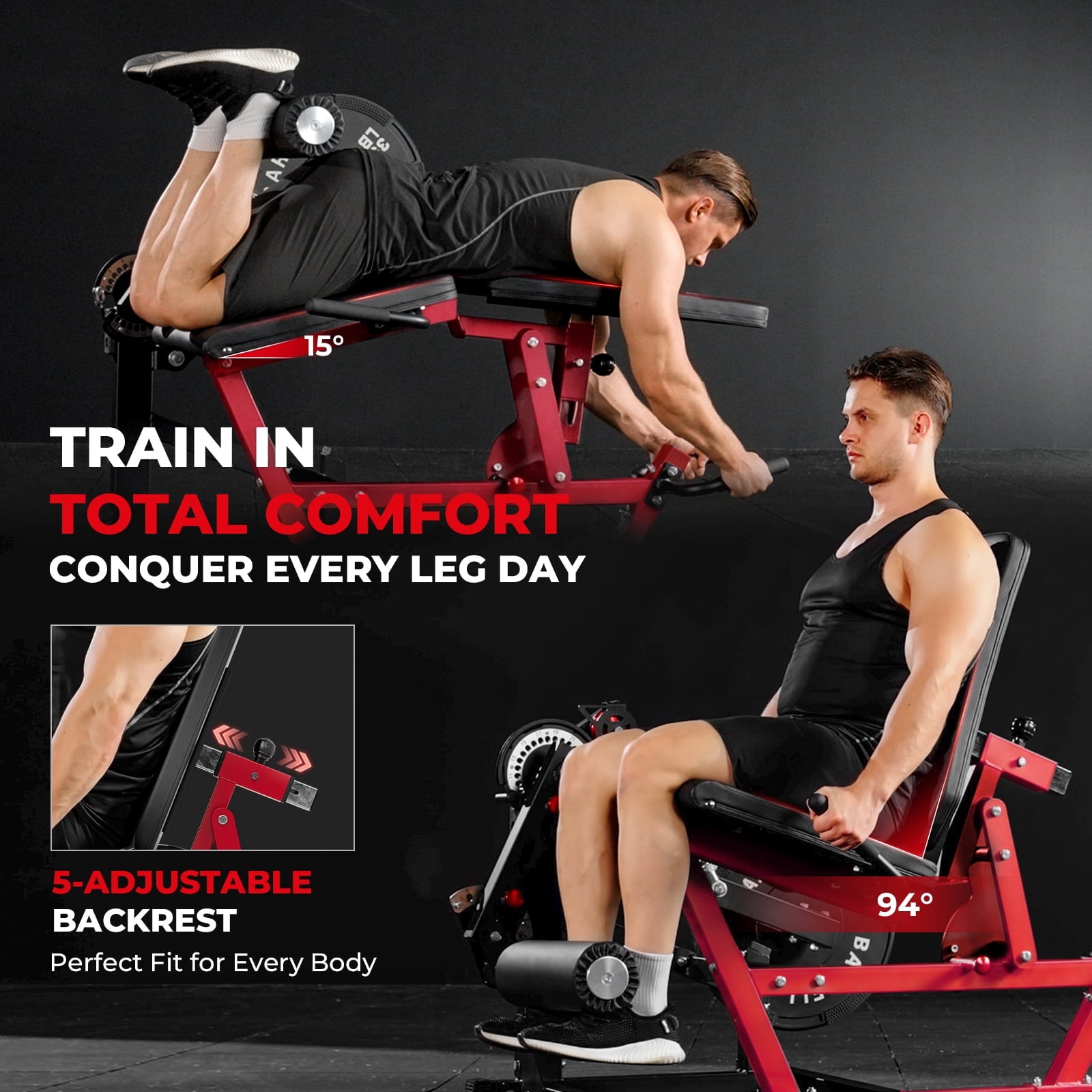 Syedee Leg Extension and Curl Machine, Seated Leg Extension and Lying Curl Machine for Home Gym, Leg Workout with Cable System with 230 Weight Plates