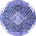 thumbnail image 1 of Ahgly Company Machine Washable Indoor Round Medallion Blue Traditional Area Rugs, 6' Round, 1 of 4