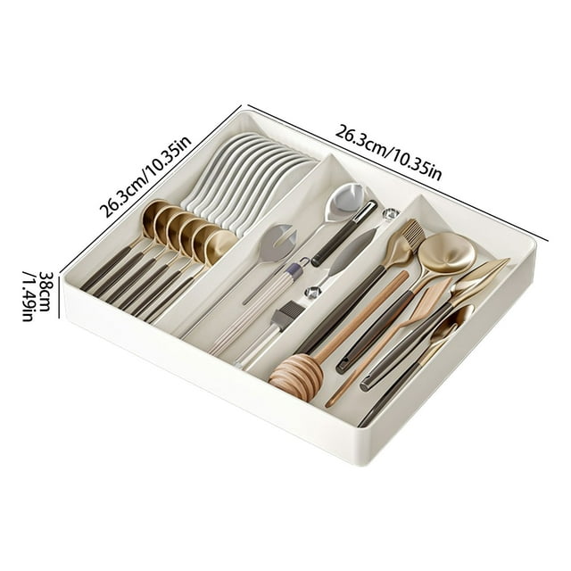 Yhmxh Caja de almacenamiento retráctil con cajón para habitación, bandeja de almacenamiento de cocina, bandeja desmontable, caja de clasificación para particiones del hogar