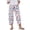 Multicolor, variant on WTOBBY Women's Retro Stripe Print Elastic Waist Pants - Casual Wide Leg Trousers with Side Pockets & Breathable Linen Blend for Weekend Adventures,Blue L